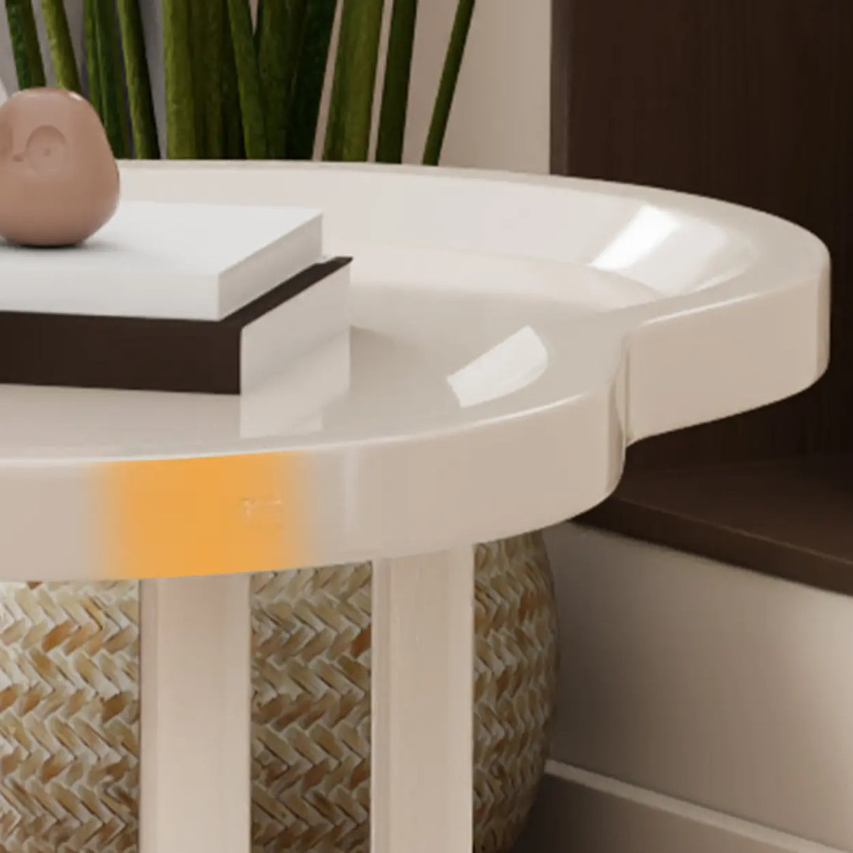 Modern Simple Black Small Side Table with Shelf Image - 8