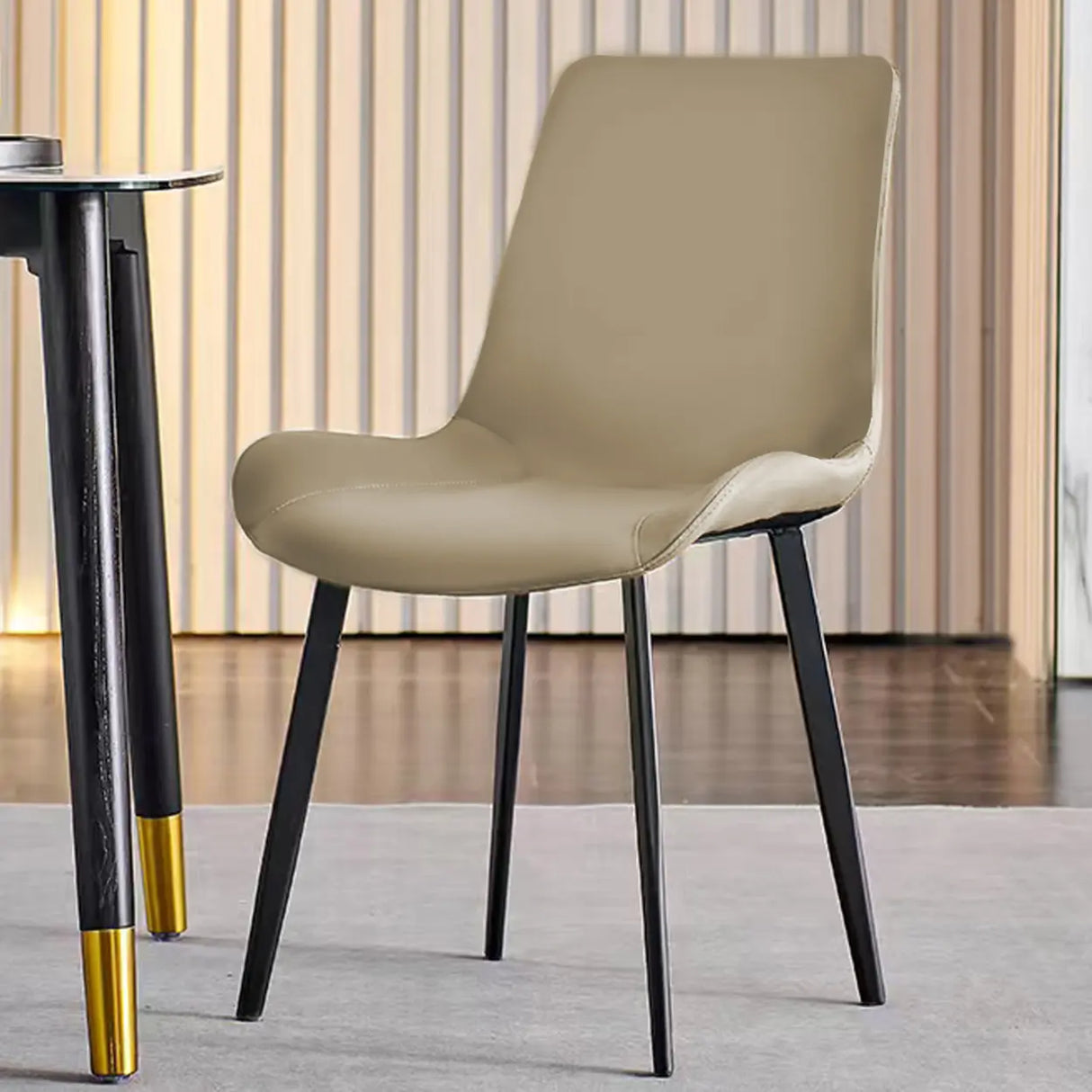 Modern Simple Closed Back Upholster Side Dining Chair Image - 11