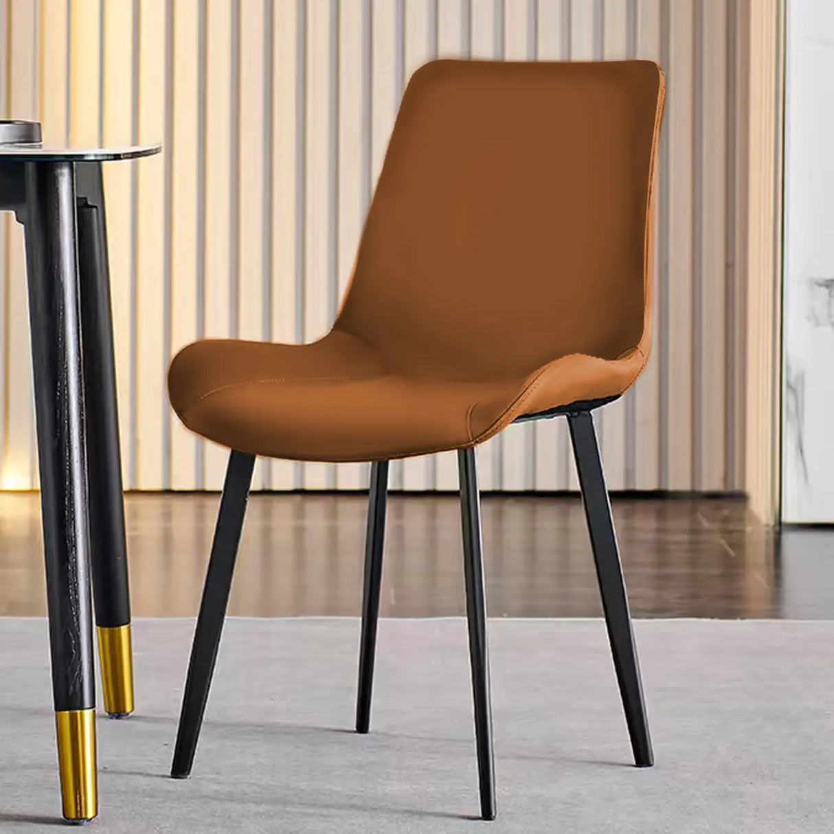 Modern Simple Closed Back Upholster Side Dining Chair Image - 13