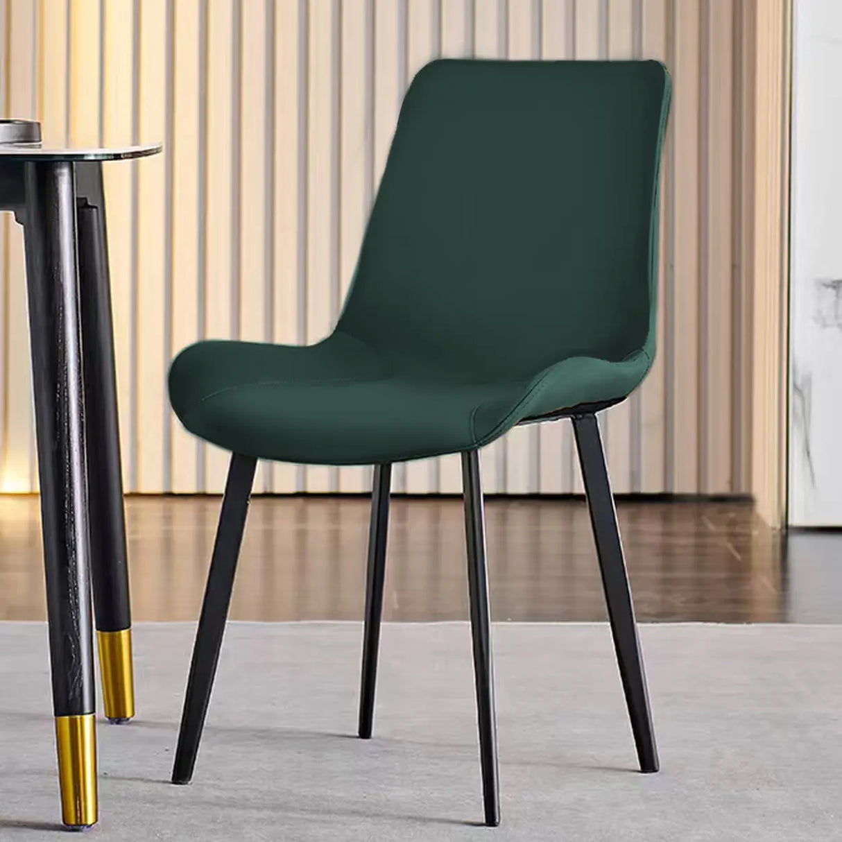 Modern Simple Closed Back Upholster Side Dining Chair Image - 15
