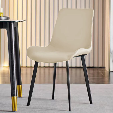 Modern Simple Closed Back Upholster Side Dining Chair Image - 2