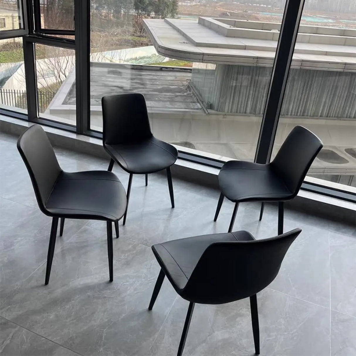 Modern Simple Closed Back Upholster Side Dining Chair Image - 3