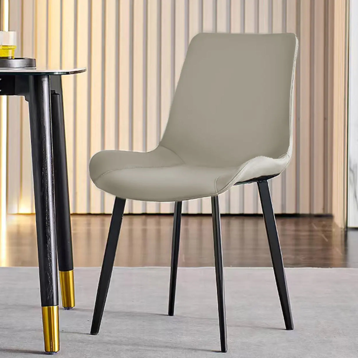 Modern Simple Closed Back Upholster Side Dining Chair Image - 4