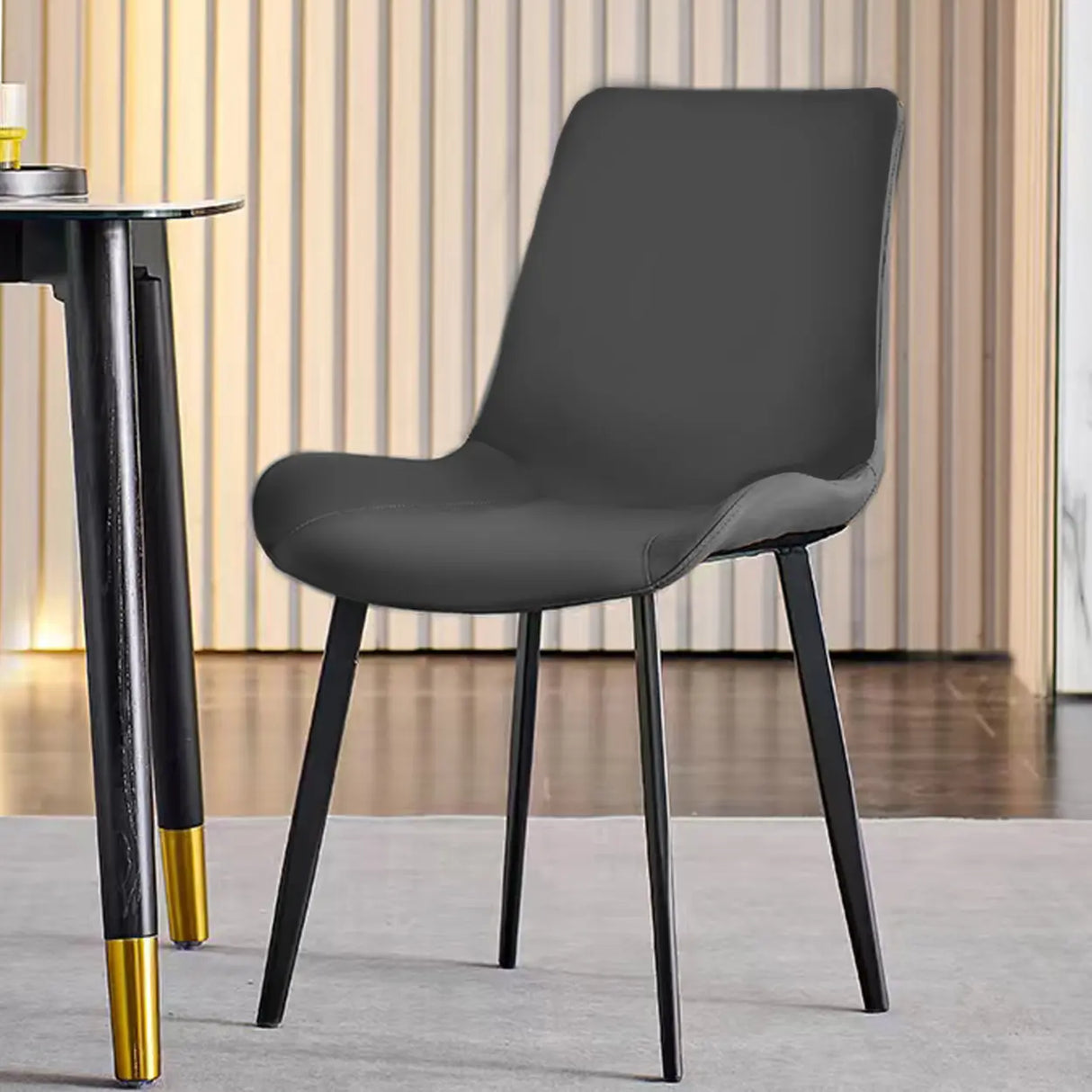 Modern Simple Closed Back Upholster Side Dining Chair Image - 5