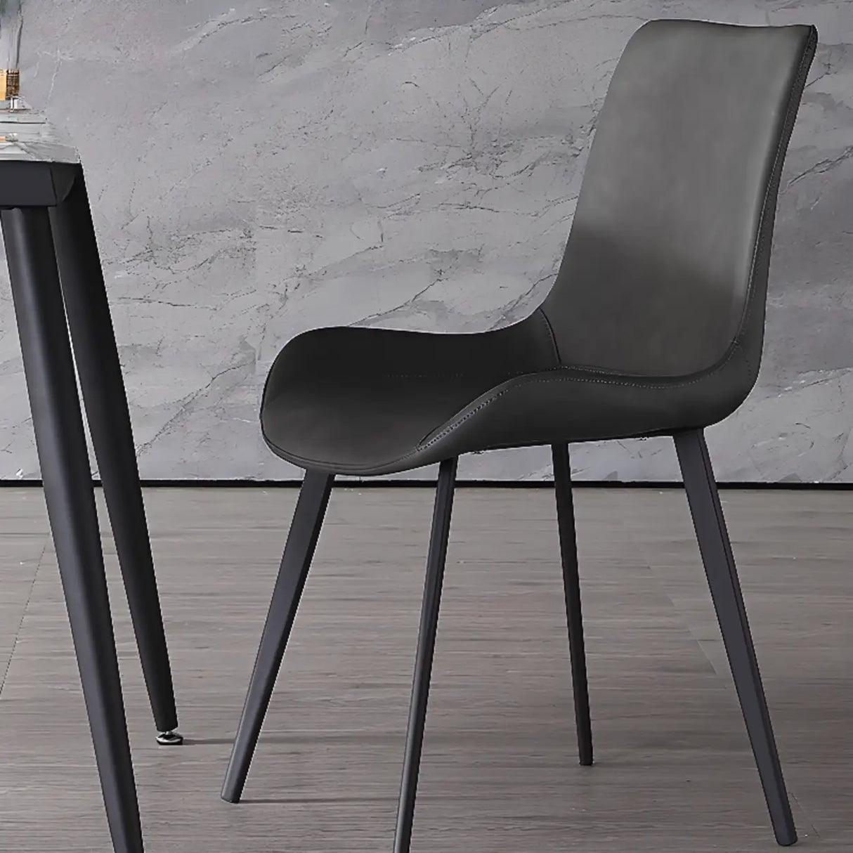 Modern Simple Closed Back Upholster Side Dining Chair Image - 6