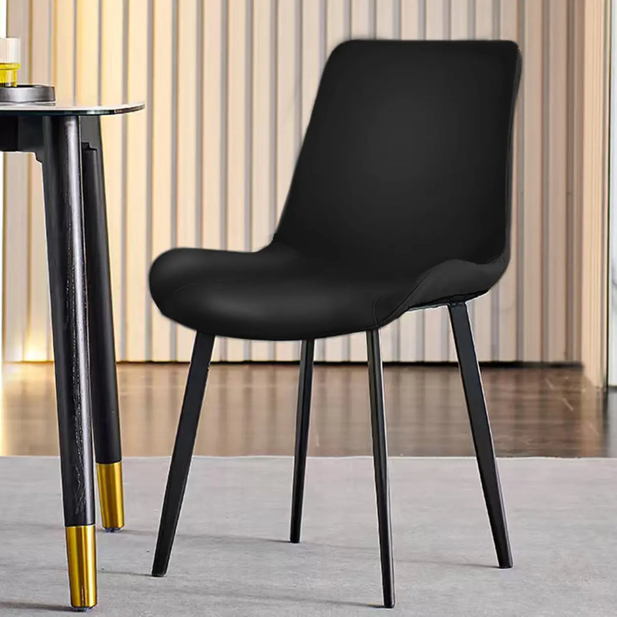 Modern Simple Closed Back Upholster Side Dining Chair Image - 7