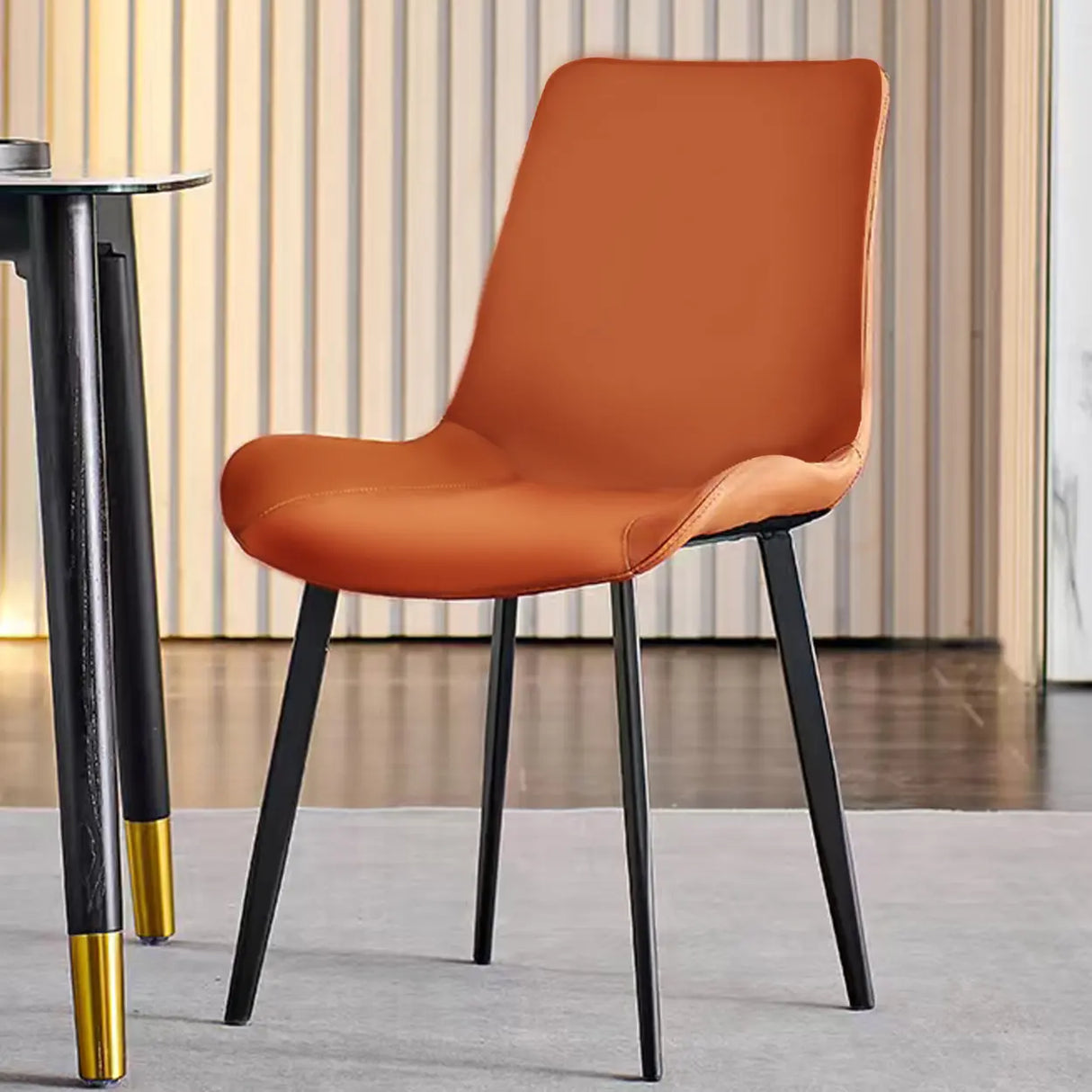 Modern Simple Closed Back Upholster Side Dining Chair Image - 9