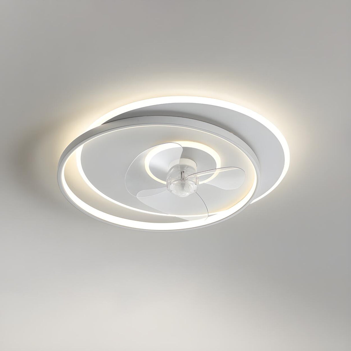Modern Simple Flush Mount Circle Ceiling Fan with Light Image - 10