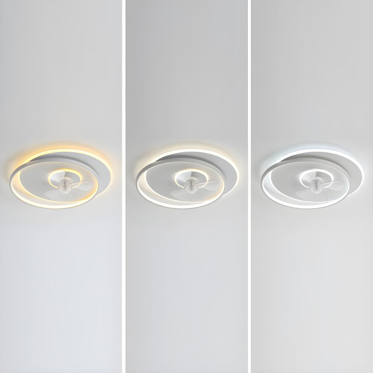 Modern Simple Flush Mount Circle Ceiling Fan with Light Image - 11