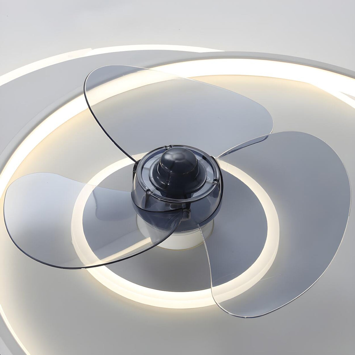 Modern Simple Flush Mount Circle Ceiling Fan with Light Image - 12