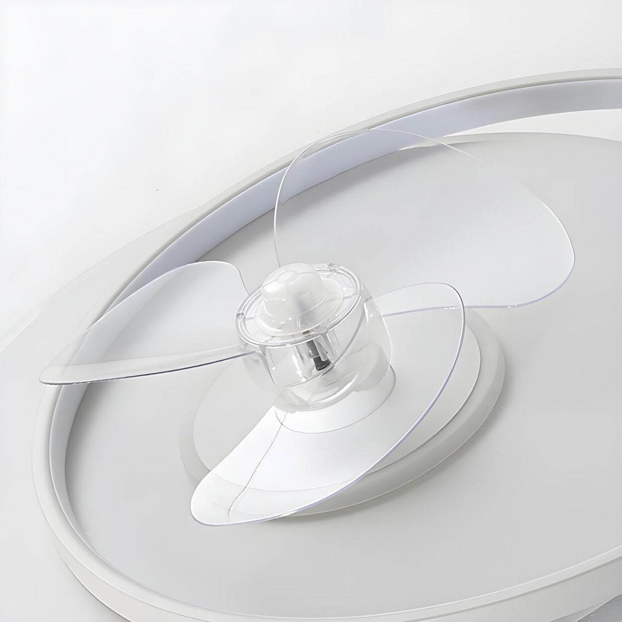 Modern Simple Flush Mount Circle Ceiling Fan with Light Image - 4