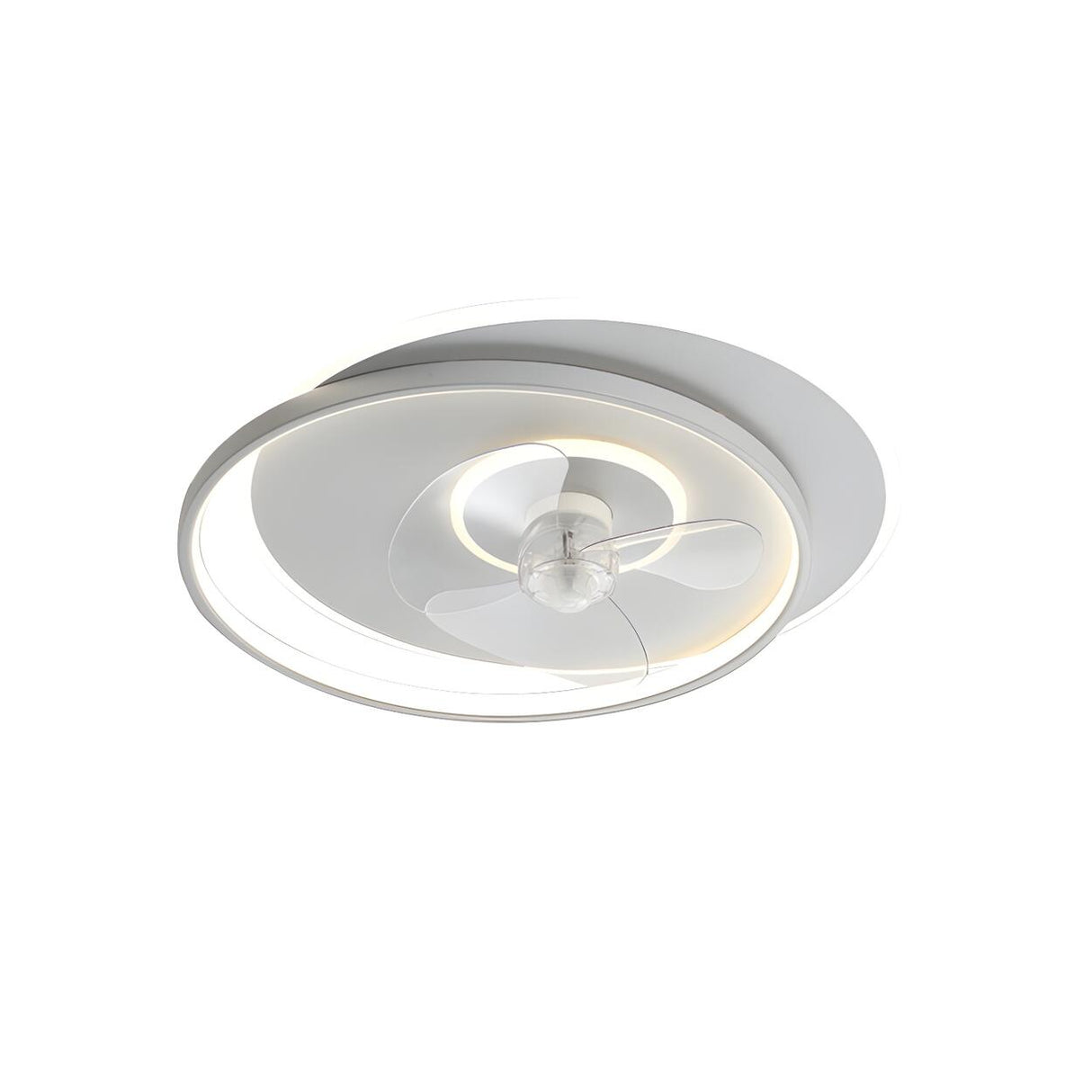 Modern Simple Flush Mount Circle Ceiling Fan with Light Image - 5