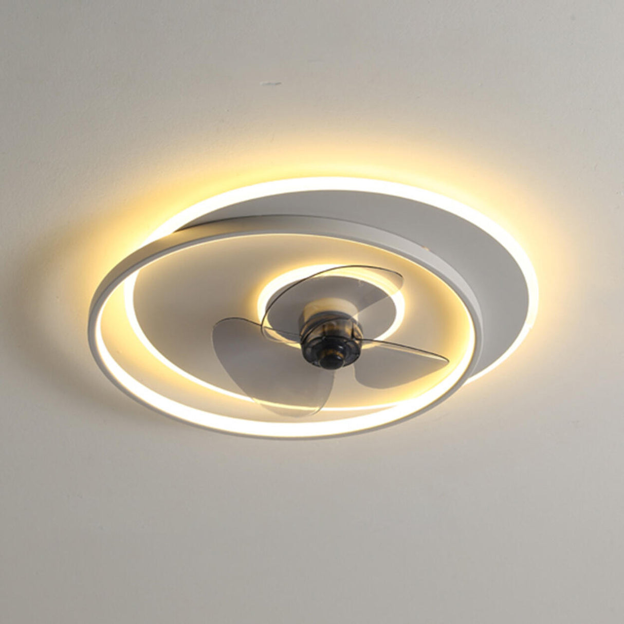 Modern Simple Flush Mount Circle Ceiling Fan with Light Image - 6