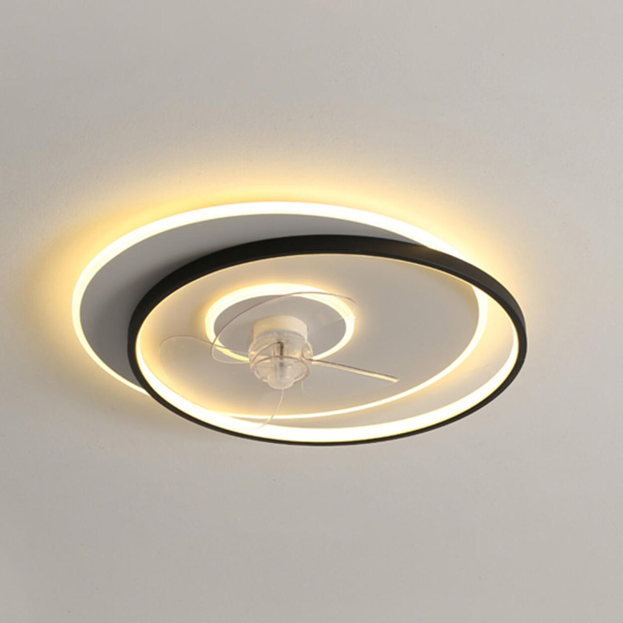 Modern Simple Flush Mount Circle Ceiling Fan with Light Image - 7