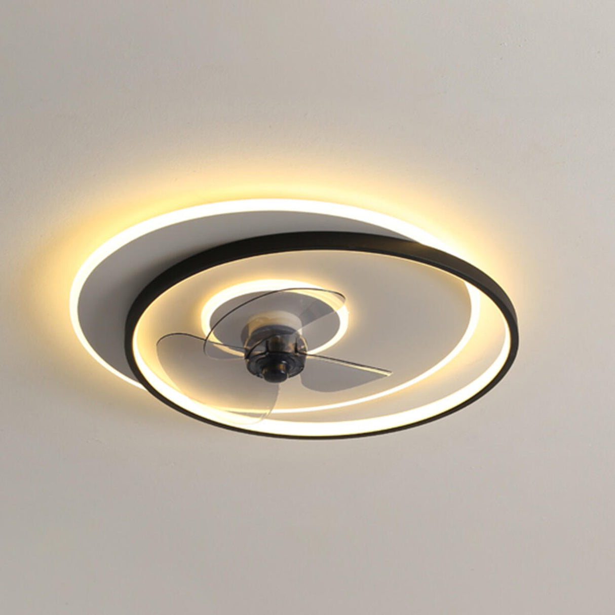 Modern Simple Flush Mount Circle Ceiling Fan with Light Image - 8