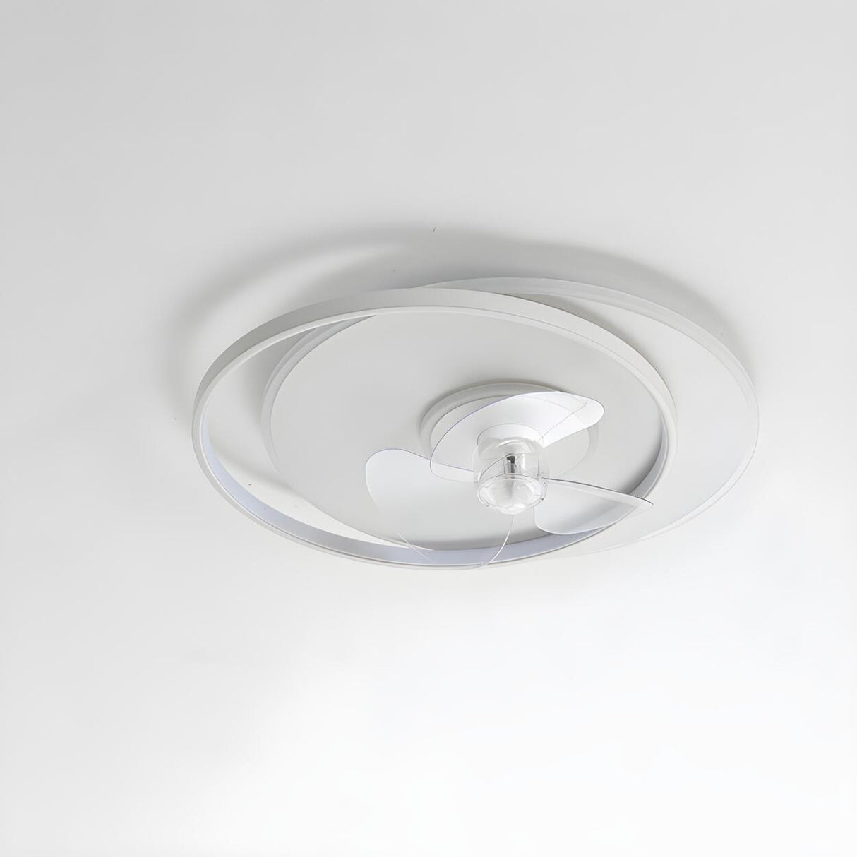 Modern Simple Flush Mount Circle Ceiling Fan with Light Image - 9