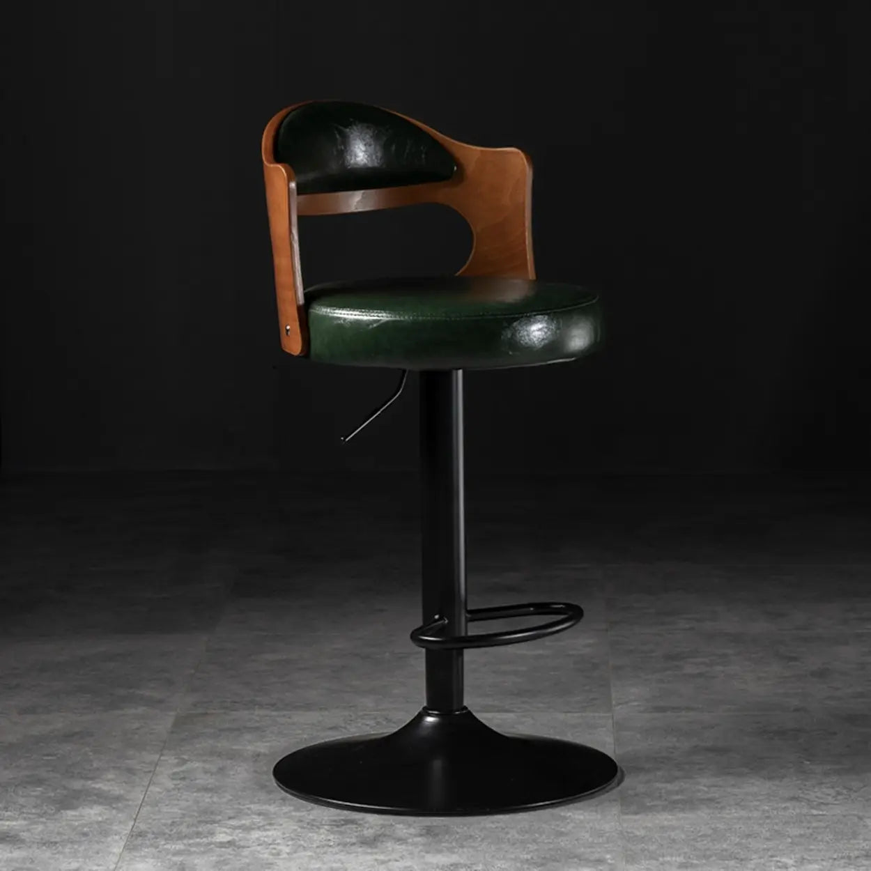 Modern Simple Gray Rotatable Round Bar Stool with Back Image - 3