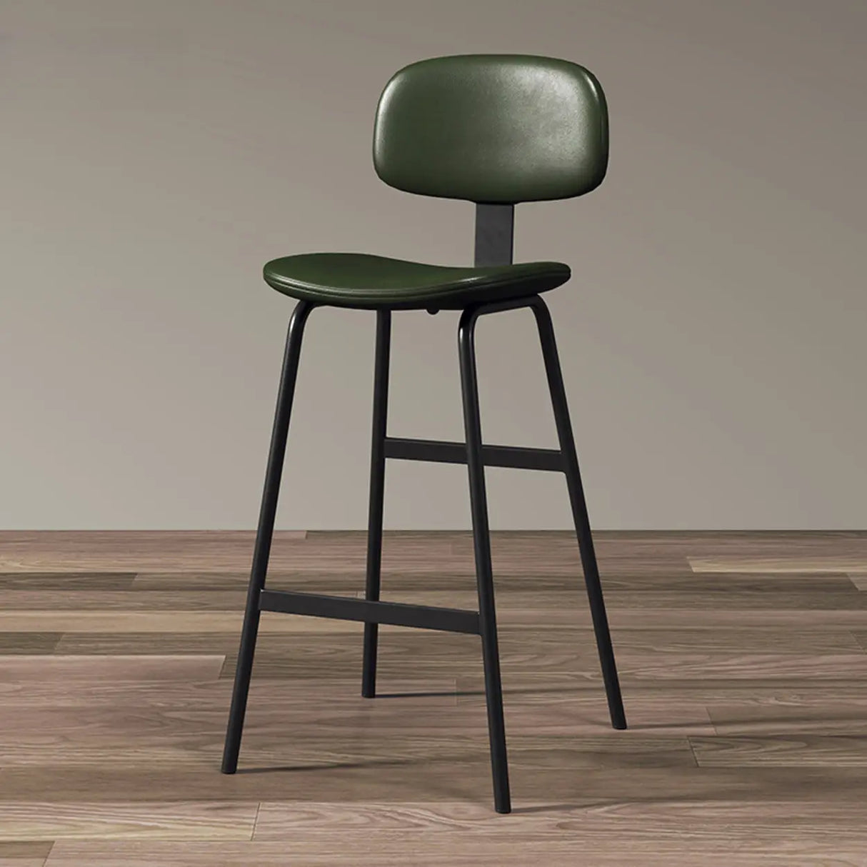 Modern Simple Hideskin Gray Saddle Seat Low Back Bar Stools Image - 15