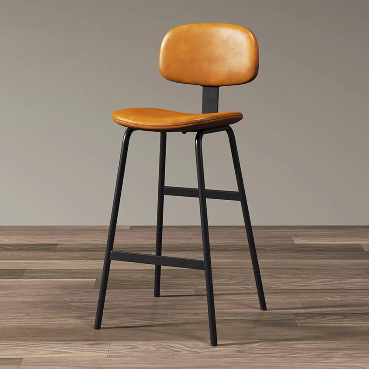 Modern Simple Hideskin Gray Saddle Seat Low Back Bar Stools Image - 16