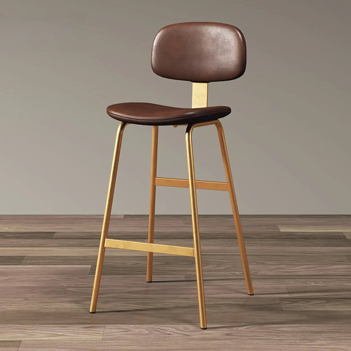 Modern Simple Hideskin Gray Saddle Seat Low Back Bar Stools Image - 4