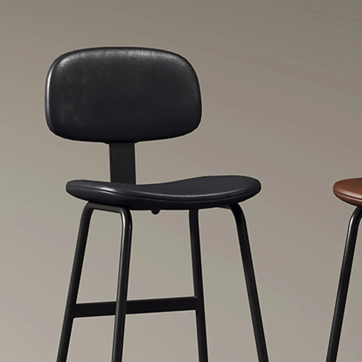 Modern Simple Hideskin Gray Saddle Seat Low Back Bar Stools Image - 7