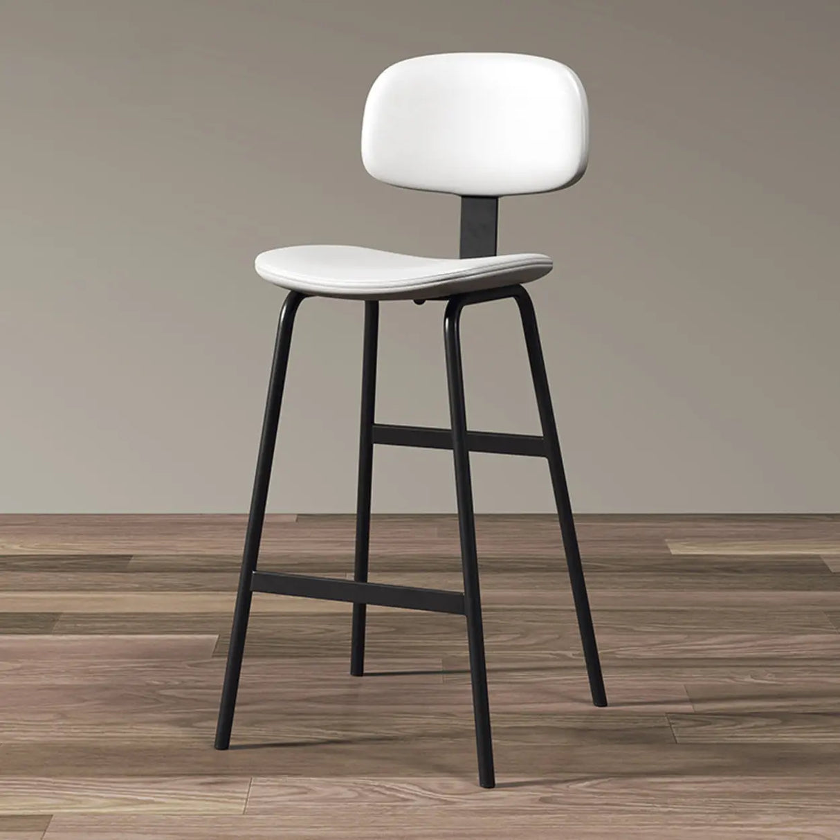 Modern Simple Hideskin Gray Saddle Seat Low Back Bar Stools Image - 8