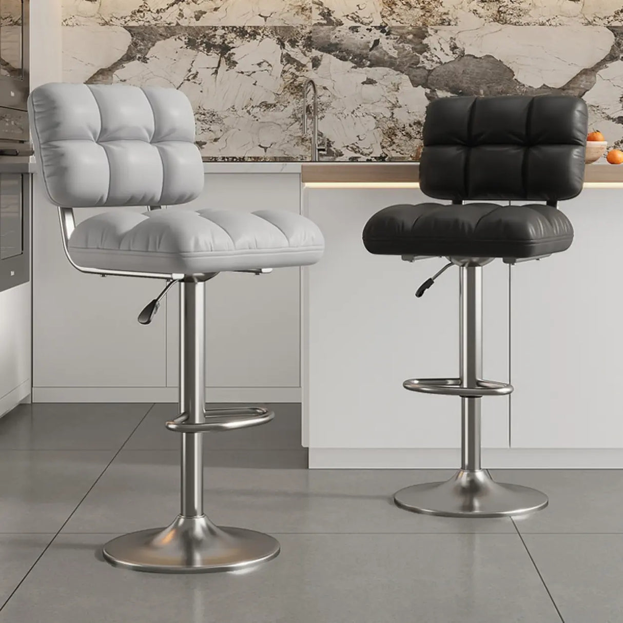 Modern Simple Rotating Height Adjustable Green Bar Stools Image - 1