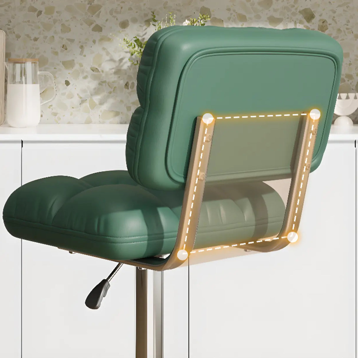 Modern Simple Rotating Height Adjustable Green Bar Stools Image - 9