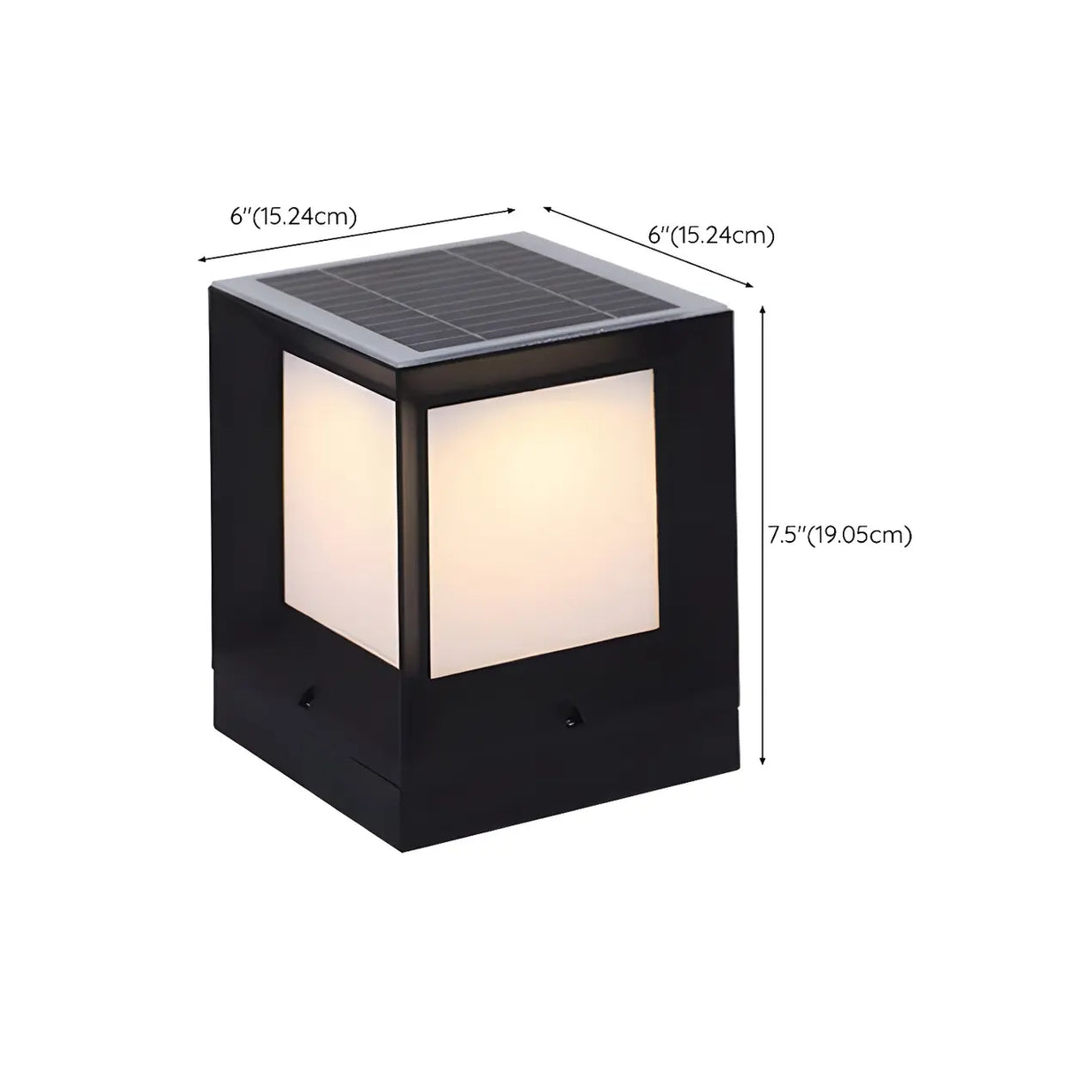 Modern Simple Solar Cube Black Outdoor Pathway Lamp