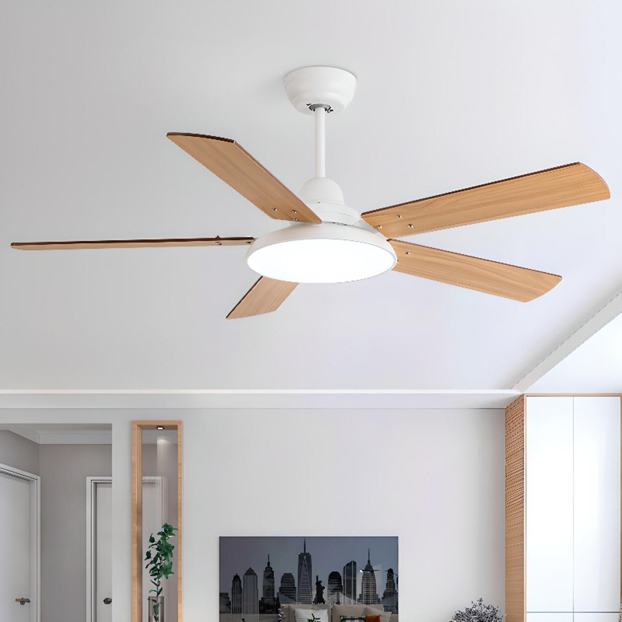 Modern Simple Three Speed Standard Ceiling Fan Light Image - 1