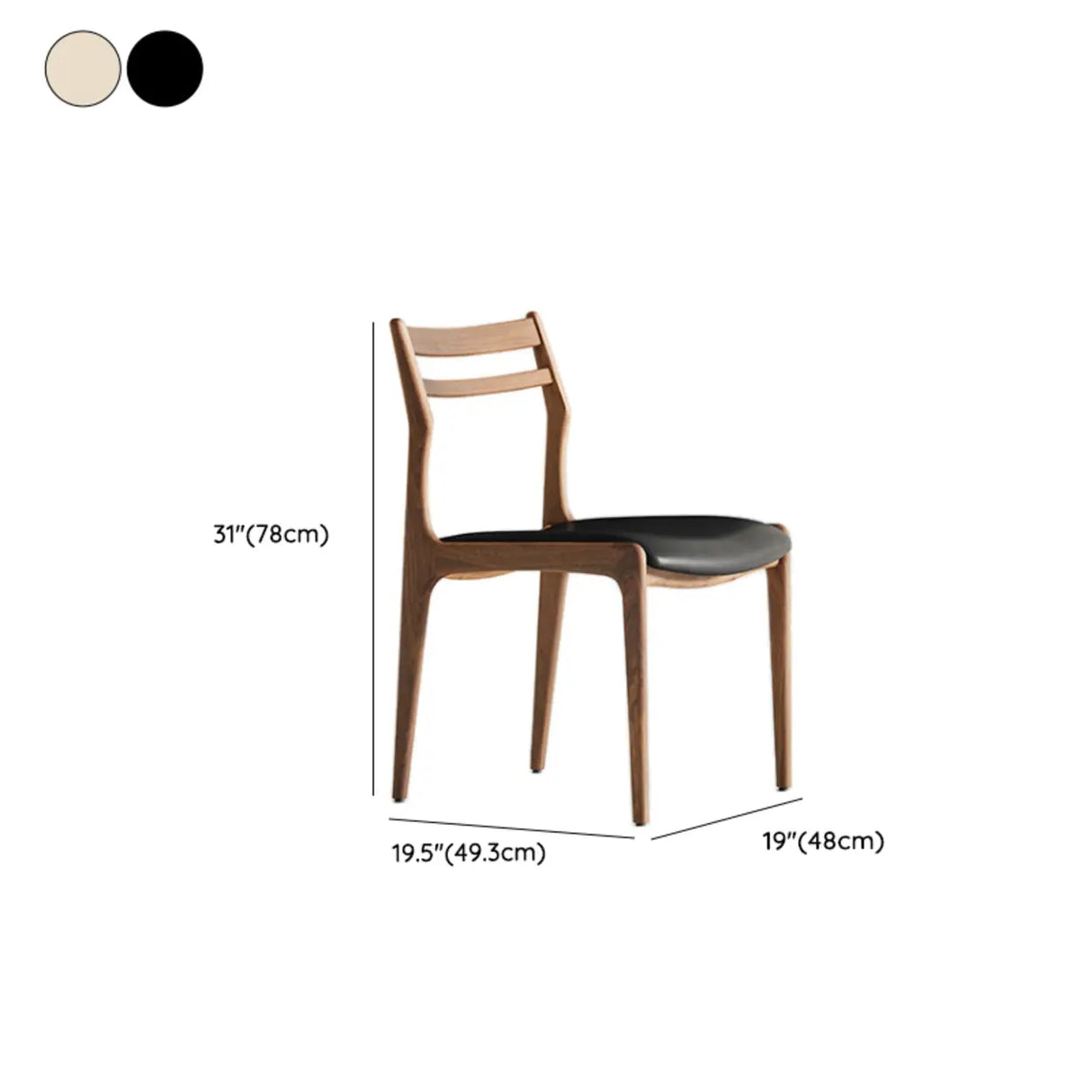 Modern Simple Walnut Natural Wood Legs Side Dining Chair Image - 13