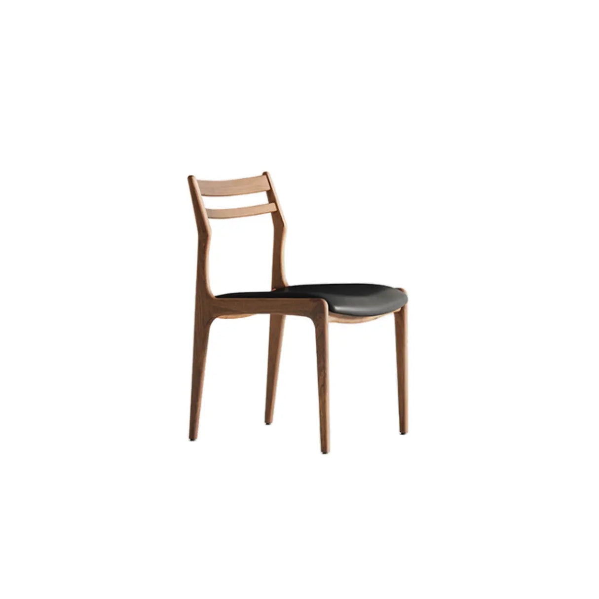 Modern Simple Walnut Natural Wood Legs Side Dining Chair Image - 3