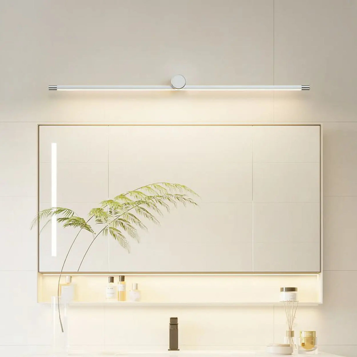 Modern Simple White Linear Bathroom Vanity Light Image - 1
