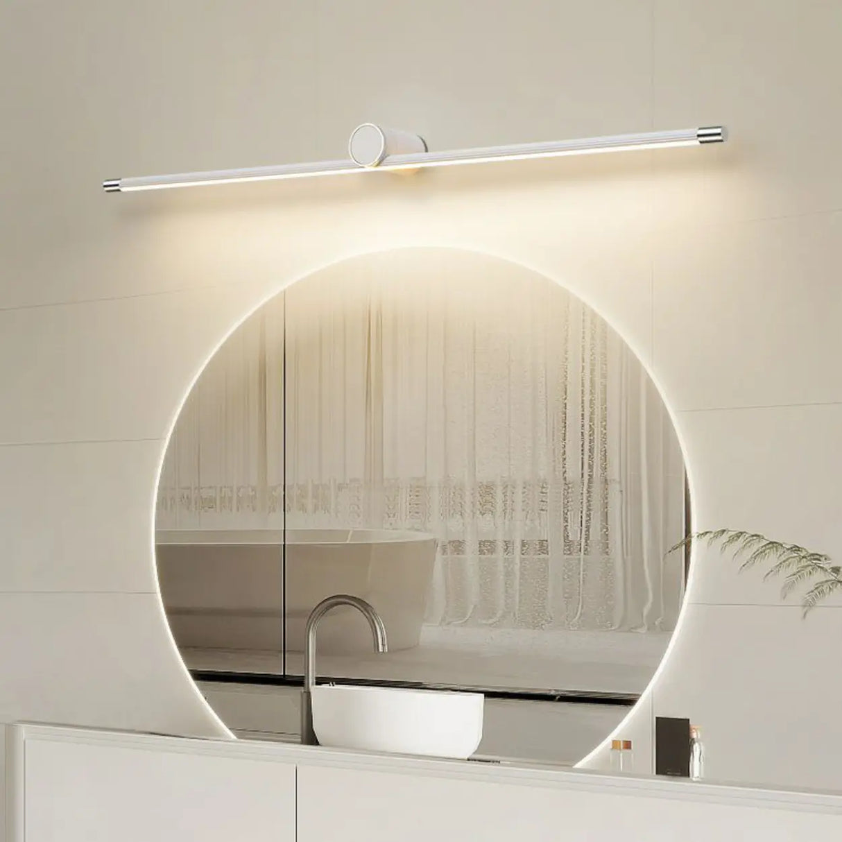 Modern Simple White Linear Bathroom Vanity Light Image - 4
