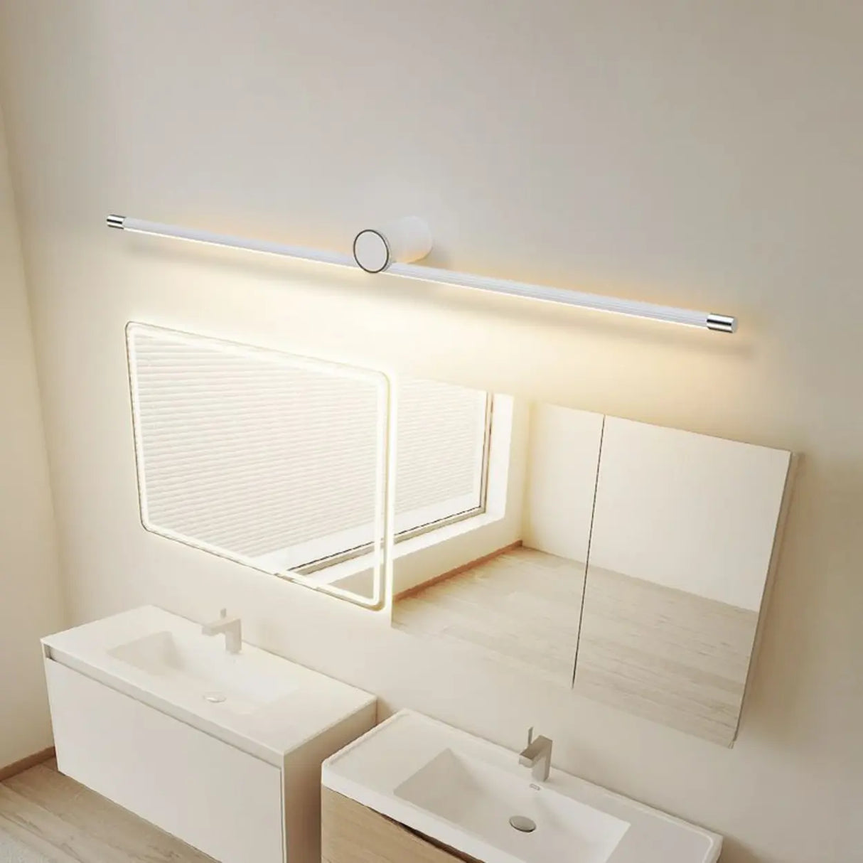 Modern Simple White Linear Bathroom Vanity Light Image - 8