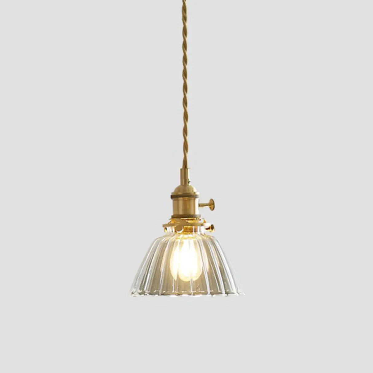 Modern Simplicity Gold Clear Glass Dining Room Pendant Light Image - 4