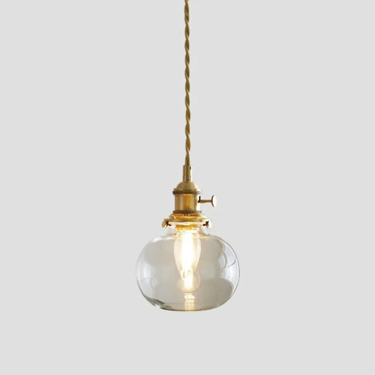 Modern Simplicity Gold Clear Glass Dining Room Pendant Light Image - 5