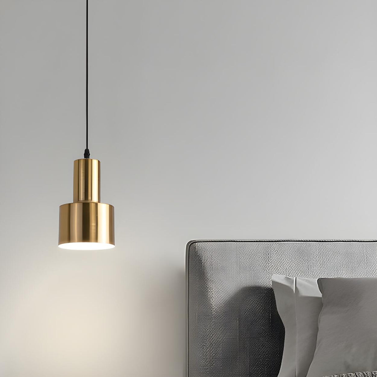 Modern Simplicity Gold Cylinder Metal Pendant Light Image - 3