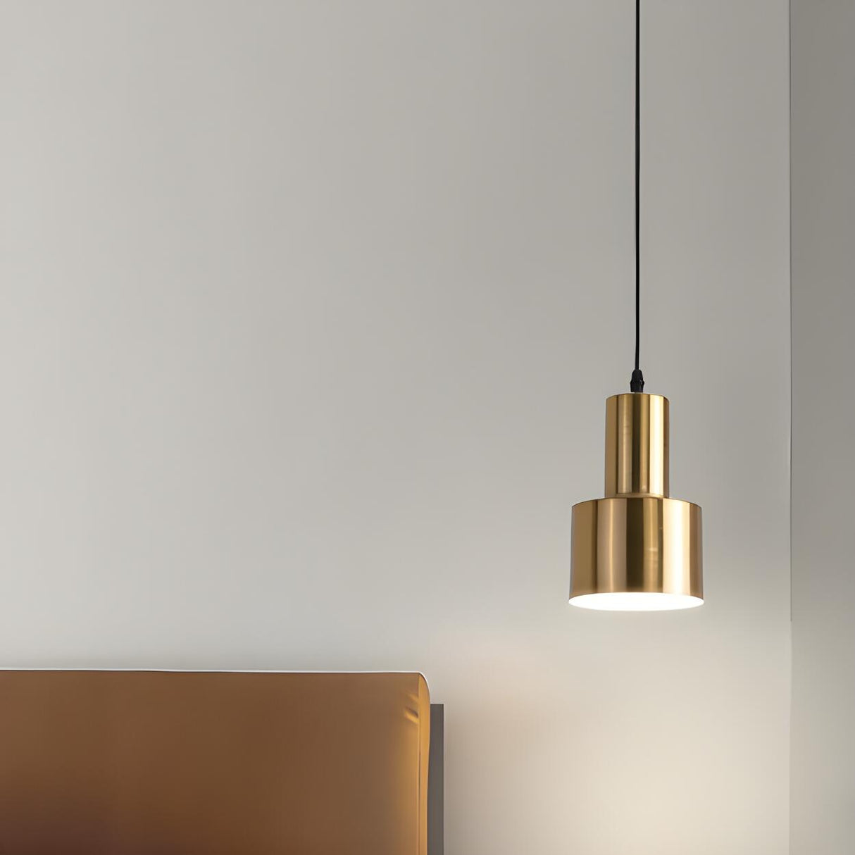 Modern Simplicity Gold Cylinder Metal Pendant Light Image - 4