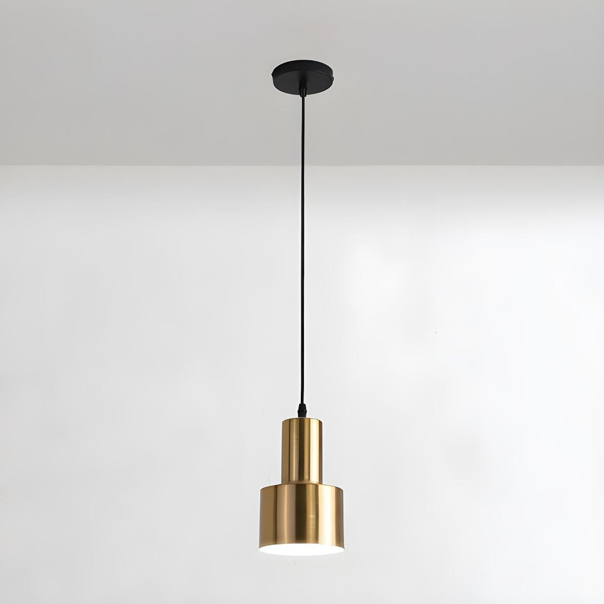 Modern Simplicity Gold Cylinder Metal Pendant Light Image - 5