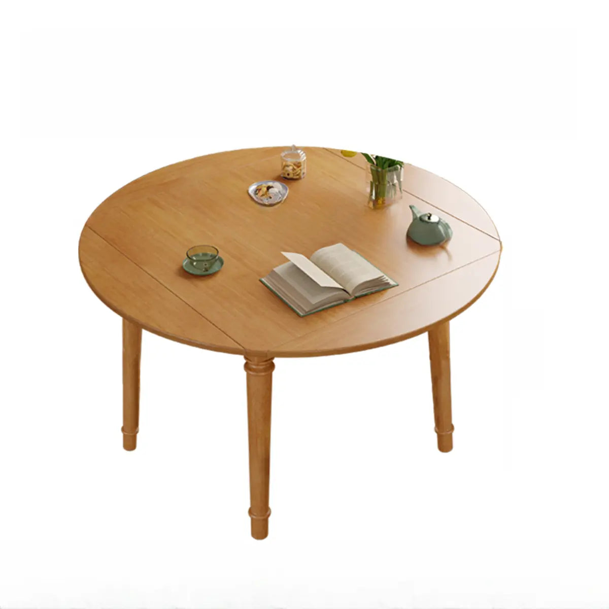 Modern Simplistic Black Round Wood Dining Table Extendable Image - 2