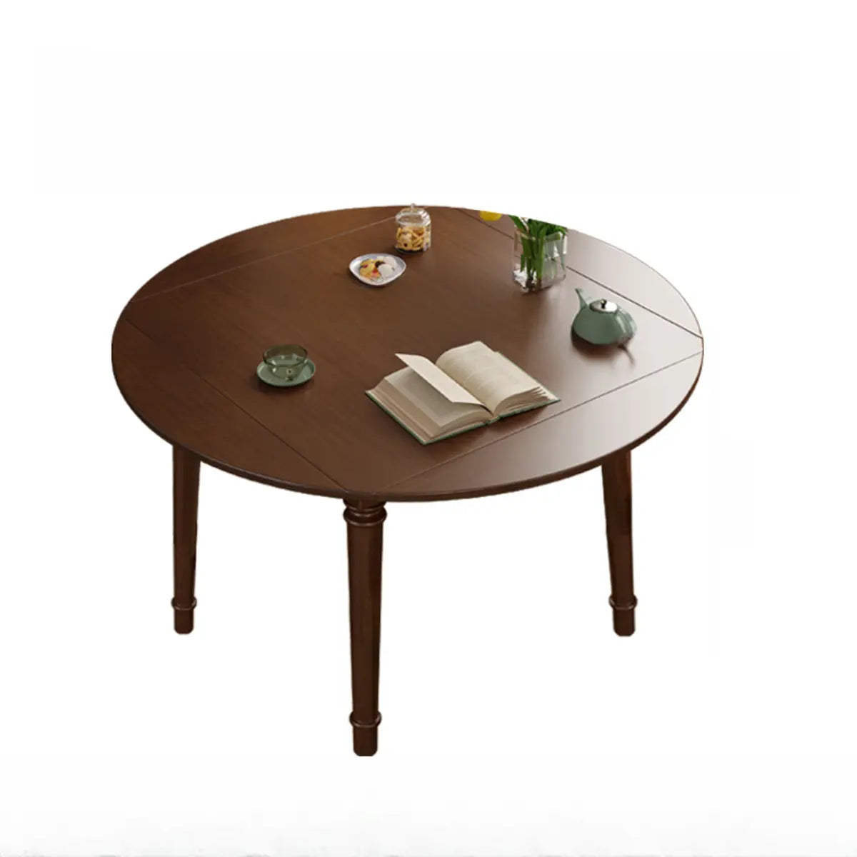 Modern Simplistic Black Round Wood Dining Table Extendable Image - 3