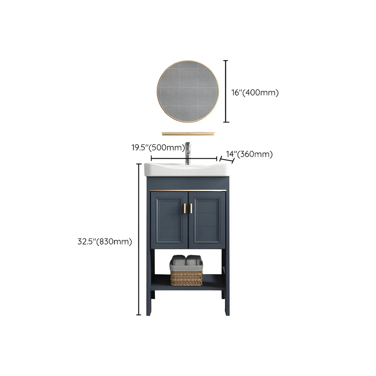 Modern Single Blue Sink Freestanding Metal Base Bath Vanity Image - 41