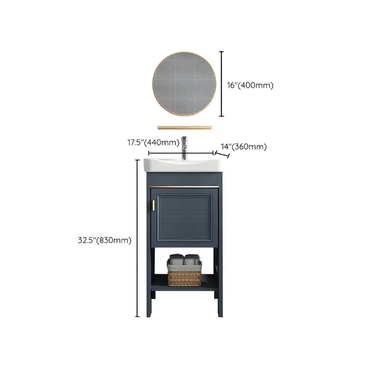 Modern Single Blue Sink Freestanding Metal Base Bath Vanity Image - 42