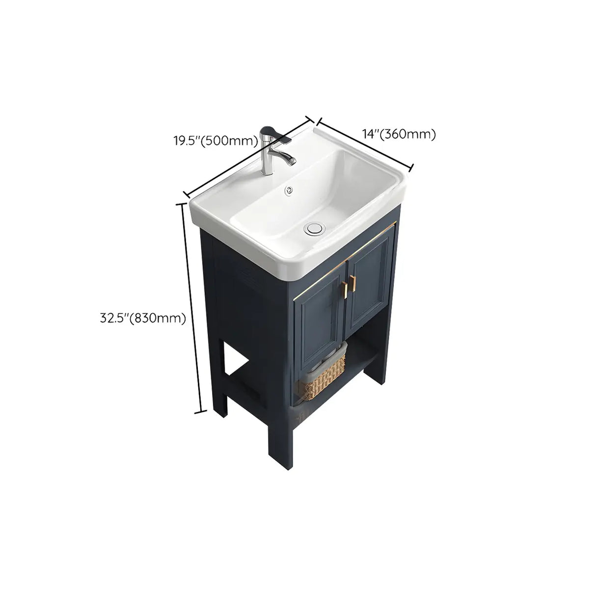 Modern Single Blue Sink Freestanding Metal Base Bath Vanity Image - 46