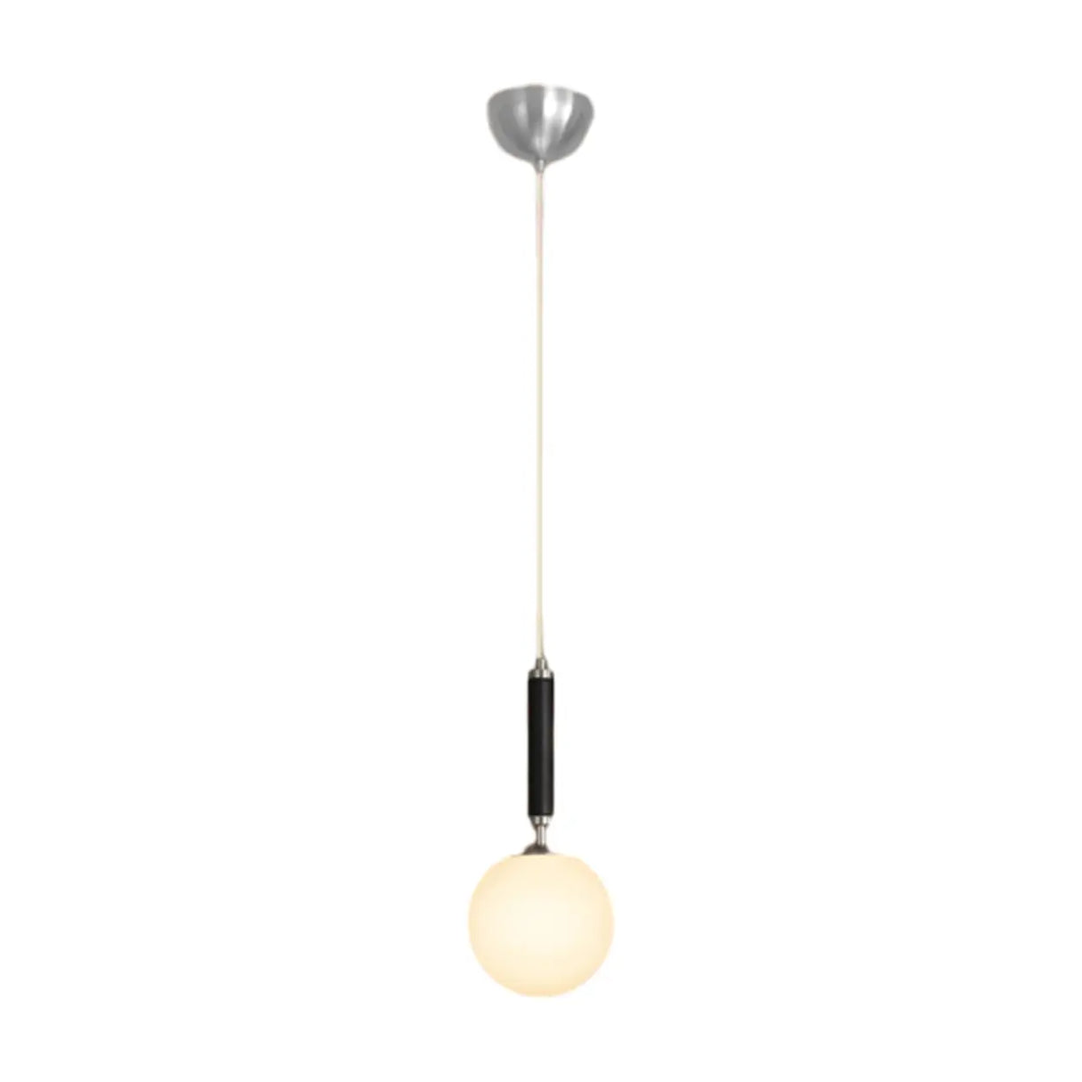 Modern Single Globe Pendant Light Adjustable Cord Bedroom Image - 5