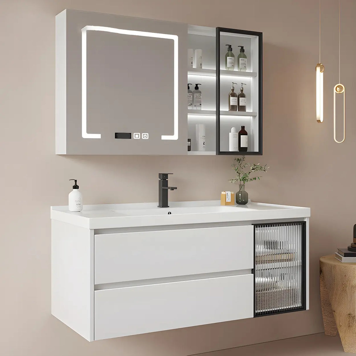 Modern Sink Wall Mount Bathroom Vanity Cabinet with Drawers Image - 1