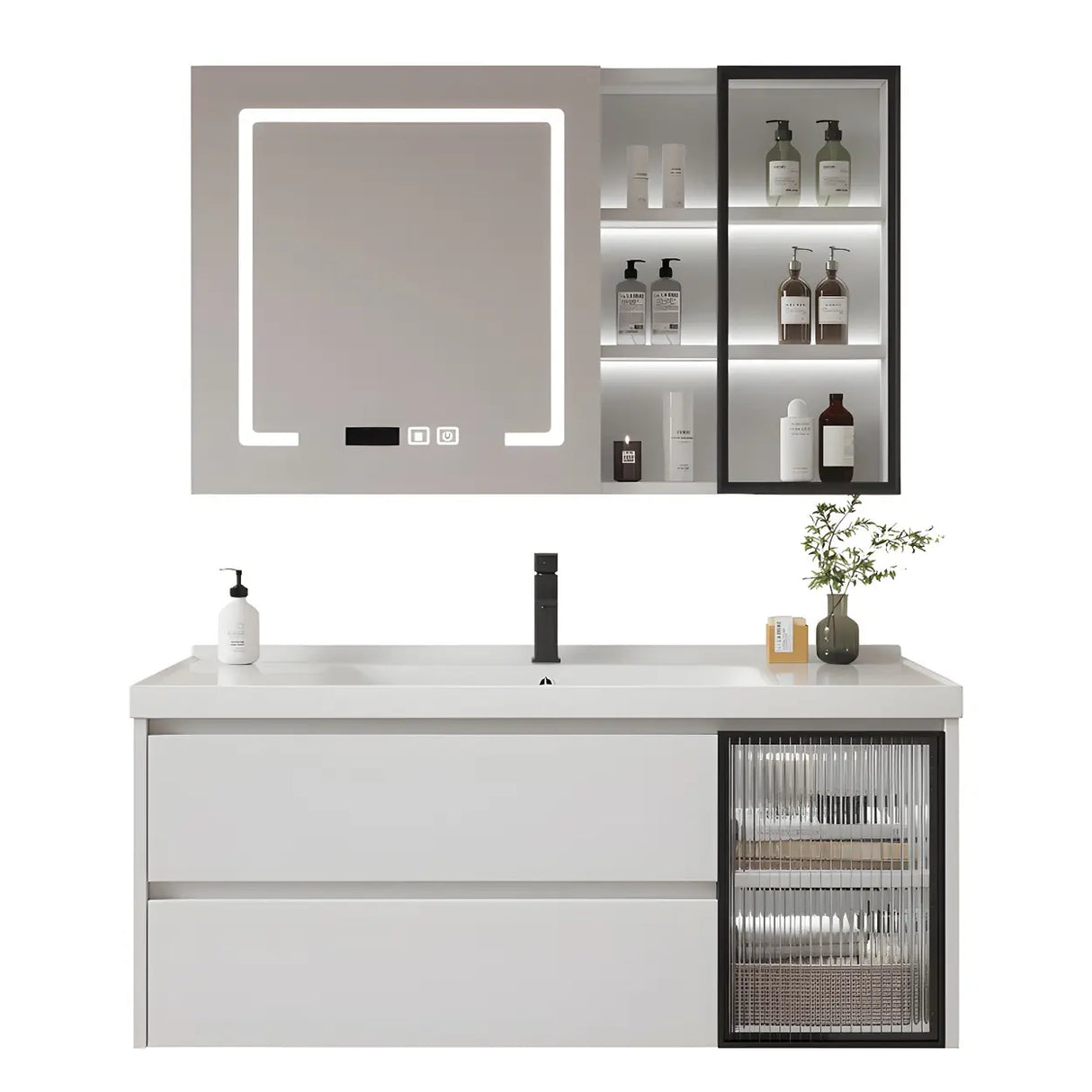 Modern Sink Wall Mount Bathroom Vanity Cabinet with Drawers Image - 10