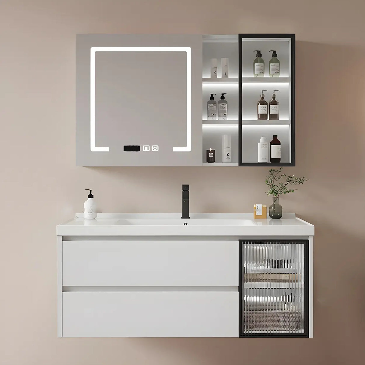 Modern Sink Wall Mount Bathroom Vanity Cabinet with Drawers Image - 11