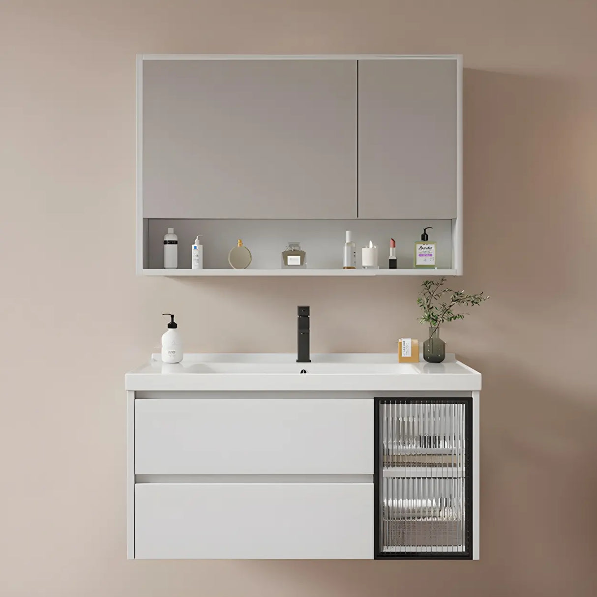 Modern Sink Wall Mount Bathroom Vanity Cabinet with Drawers Image - 16
